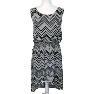 Delirious Plus Size Black and White Chevron Hi-Low Dress